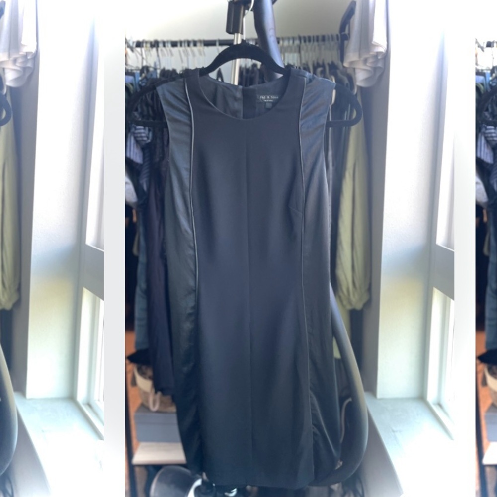 RAG & BONE | 2 | Dupont Black Nudie Cap Tank Tonal Satin Trim Short Sheath Dress
